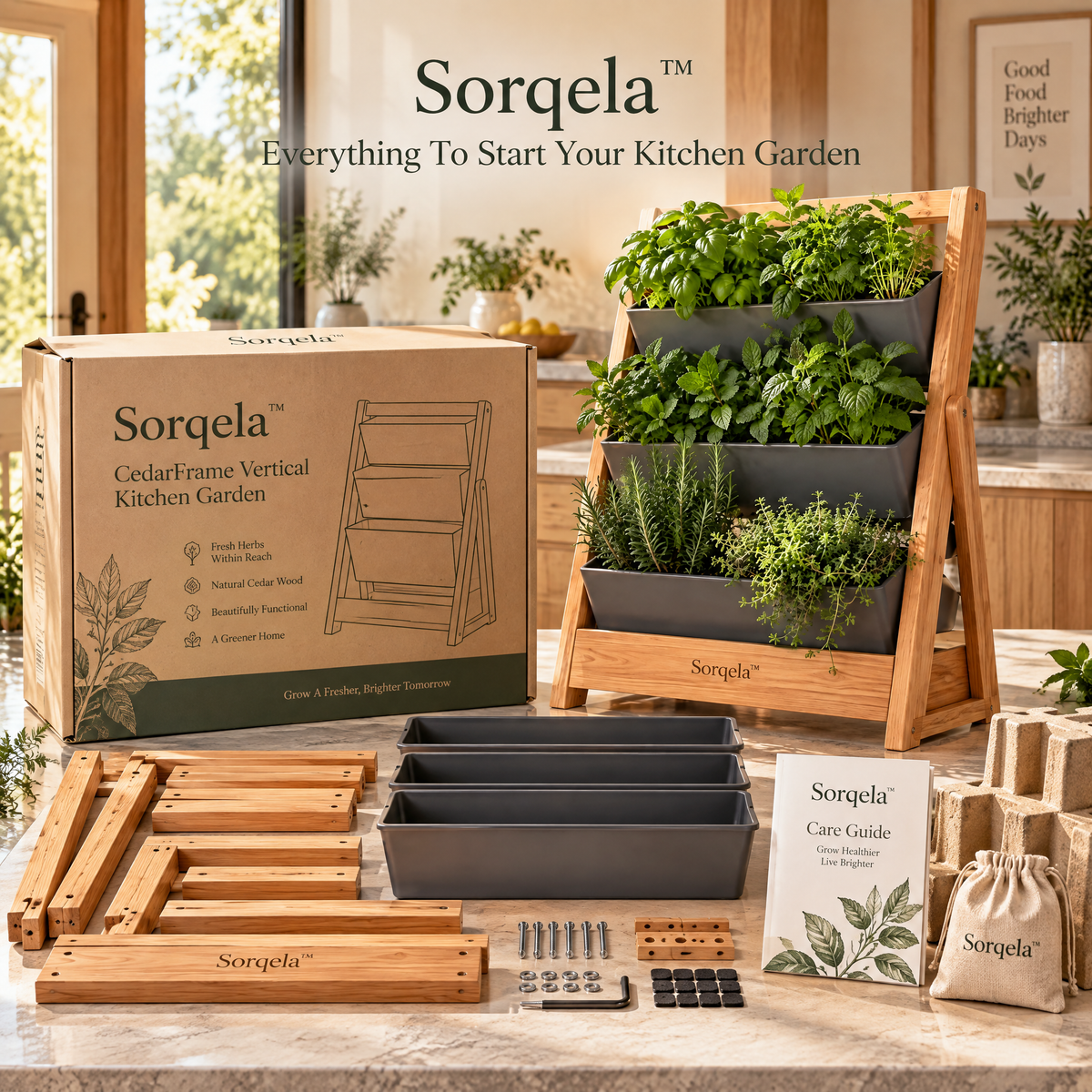 Cedar Frame Vertical Herb Planter, 3-Piece Set