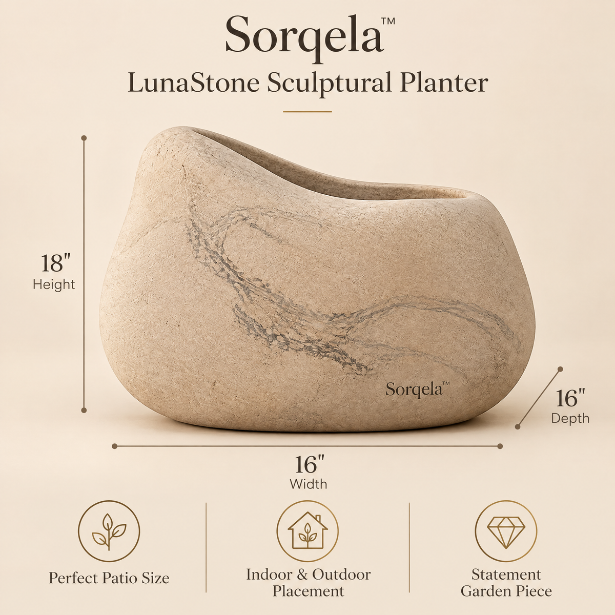 LunaStone Sculptural Planter
