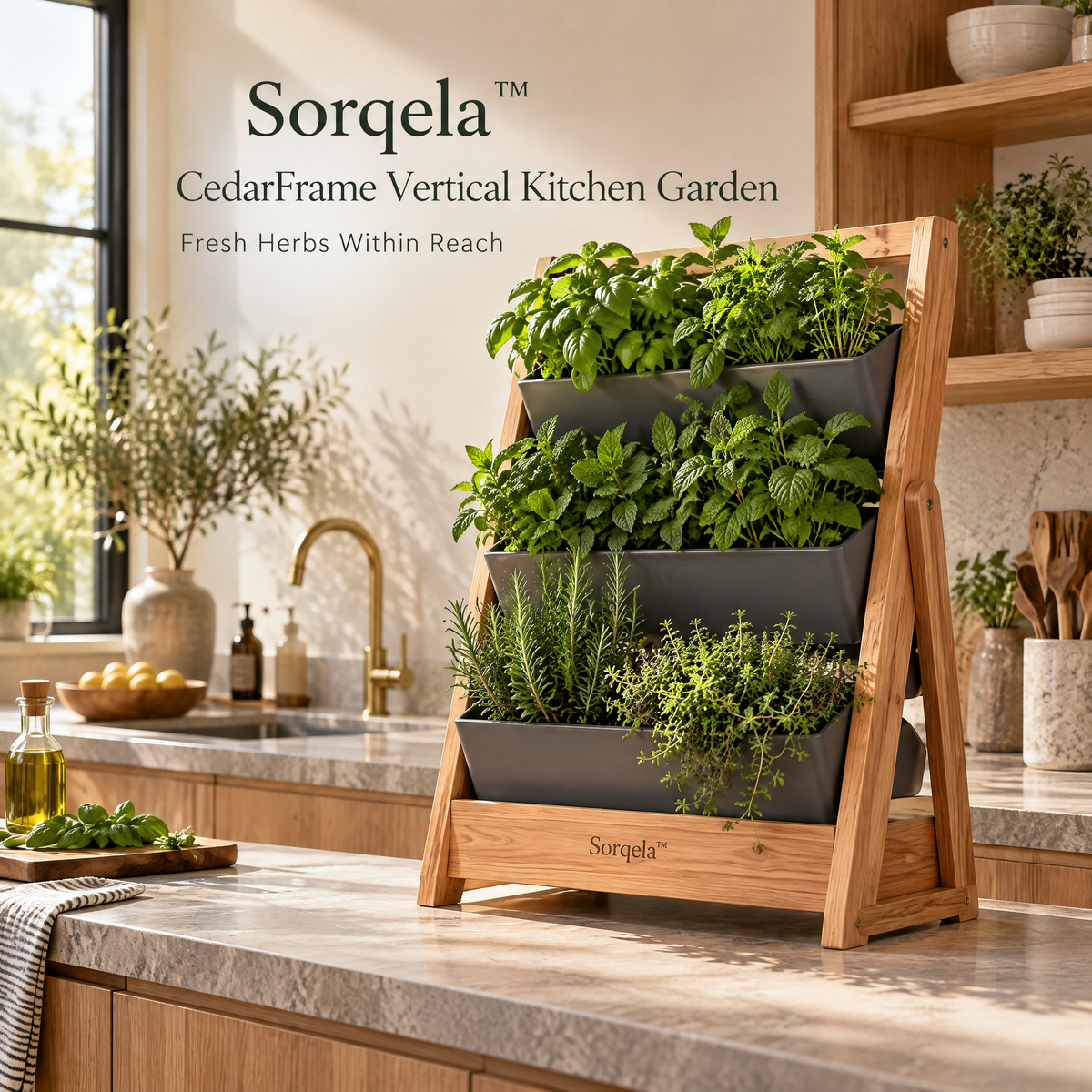 Cedar Frame Vertical Herb Planter, 3-Piece Set